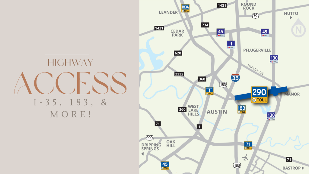 Interstate 183, 620, 290, and 35 that lead to Phenix Salon Suites in Walden Park